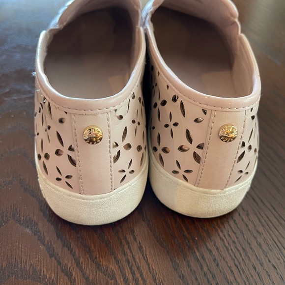 Michael Kors Women's Blush Pink and Gold Perforated Slip Ons - Picture 4 of 5